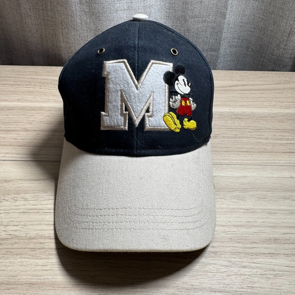 Disney Parks Mickey Mouse Baseball Cap Adult OSFM Navy Tan Walt Disney World Hat